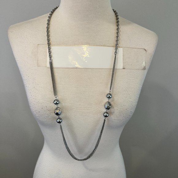 🌿4/$35🌿‎ GEORGE Silver Long Beaded Necklace - Picture 2 of 5